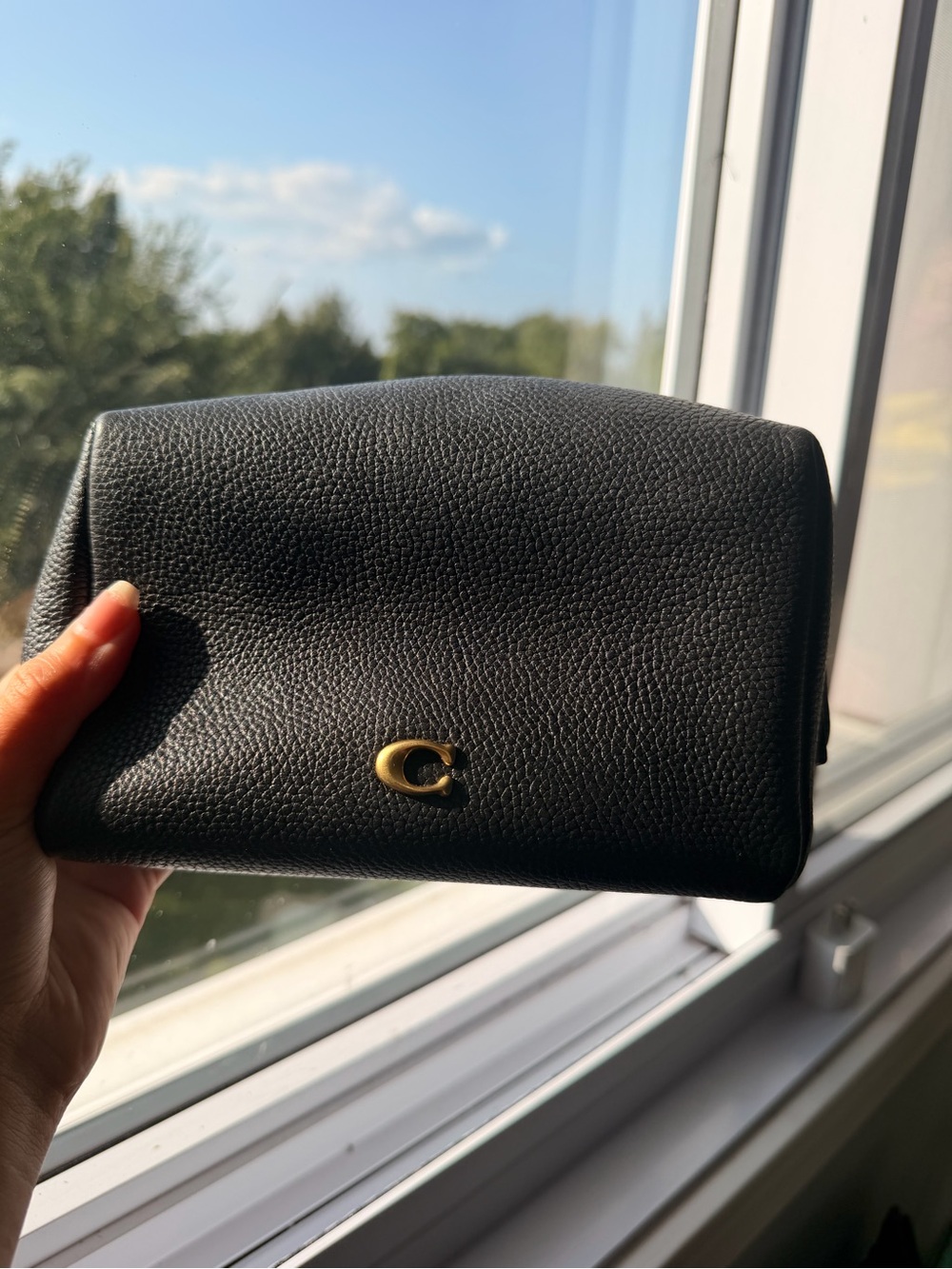 Coach Black Leather Cosmetic Pouch